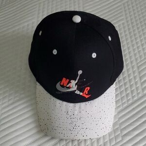 Black and White Cap with Red Accents